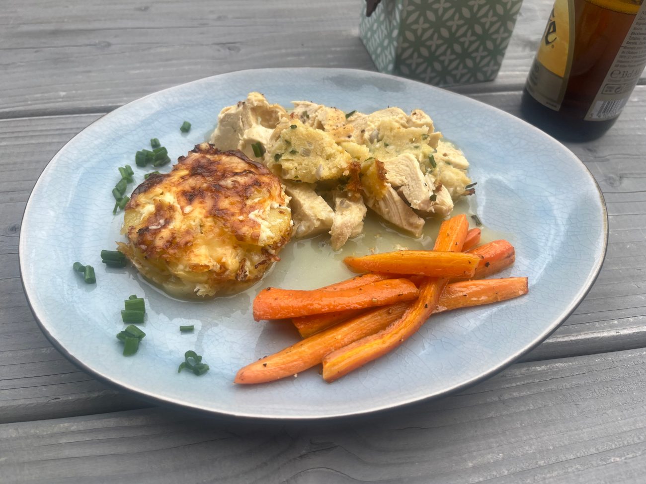 Gefüllte Hähnchenbrust mit heller Biersoße